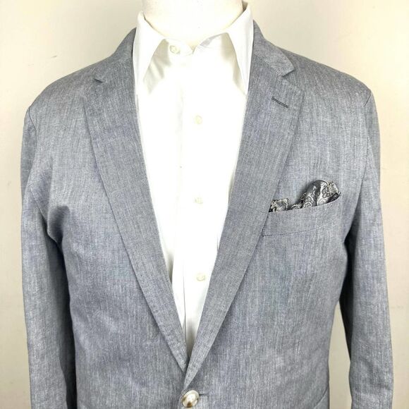 J.Crew‎ Grey Ludlow Somelos Cotton Blazer Men’s 44R Read - Picture 3 of 16